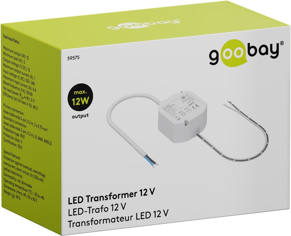Trasformatore Elettronico LED 12V 12W - Goobay I-LED-TR12V12W