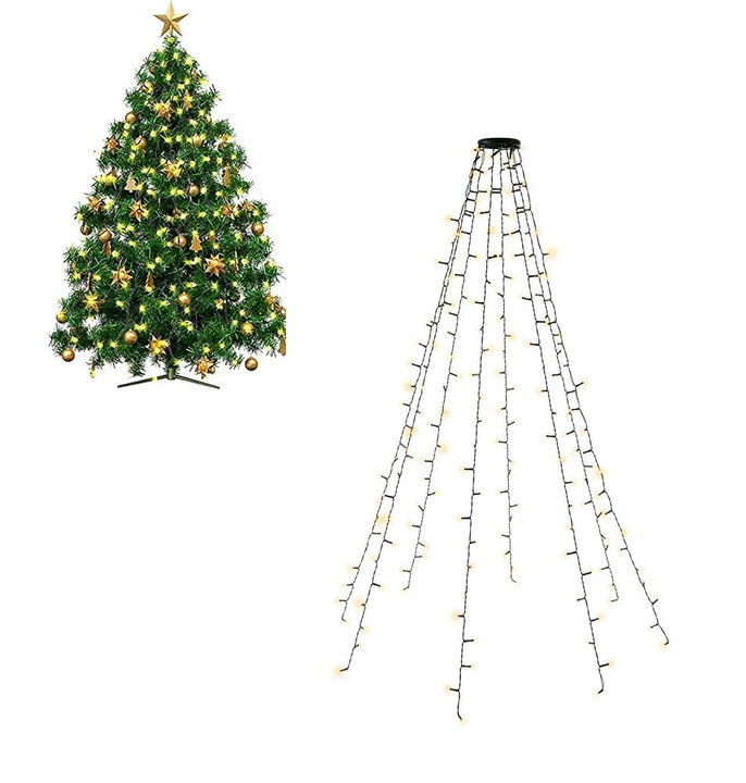 Catena luminosa 200 LED IP44 bianco caldo per albero con anello - Goobay I-LED-TREE200