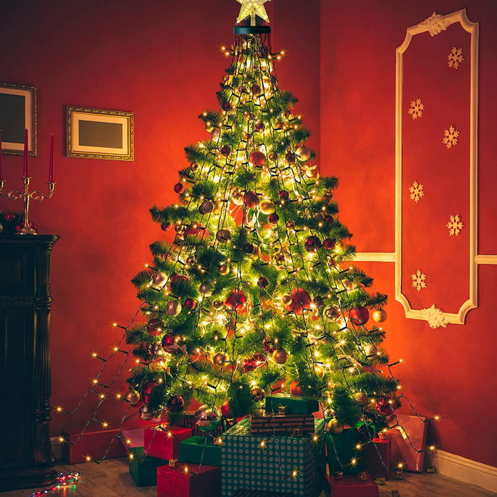 Catena luminosa 200 LED IP44 bianco caldo per albero con anello - Goobay I-LED-TREE200