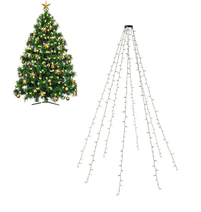 Catena Luminosa 280 Luci LED IP44 Bianco Caldo per Albero con Anello - Goobay I-LED-TREE280