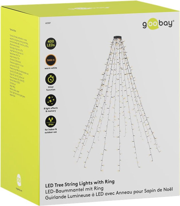 Catena luminosa 400 LED IP44 bianco caldo per albero con anello - Goobay I-LED-TREE400