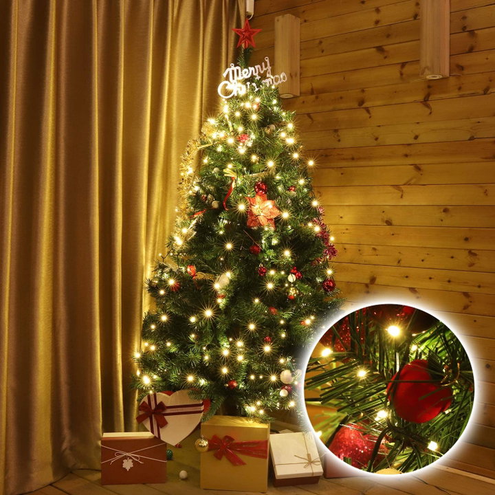Catena luminosa 400 LED IP44 bianco caldo per albero con anello - Goobay I-LED-TREE400