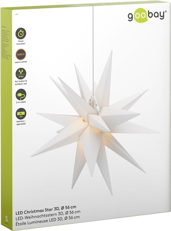 Stella di Natale LED 3D ø 56 cm Funzionamento a Batteria - Goobay I-LED-XMAS-STAR1