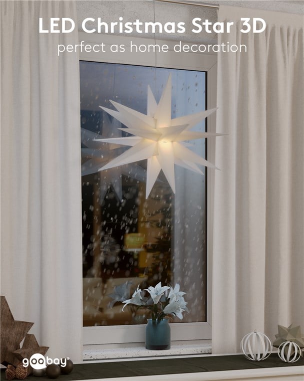 Stella di Natale LED 3D ø 56 cm Funzionamento a Batteria - Goobay I-LED-XMAS-STAR1