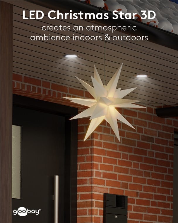 Stella di Natale LED 3D ø 56 cm Funzionamento a Batteria - Goobay I-LED-XMAS-STAR1