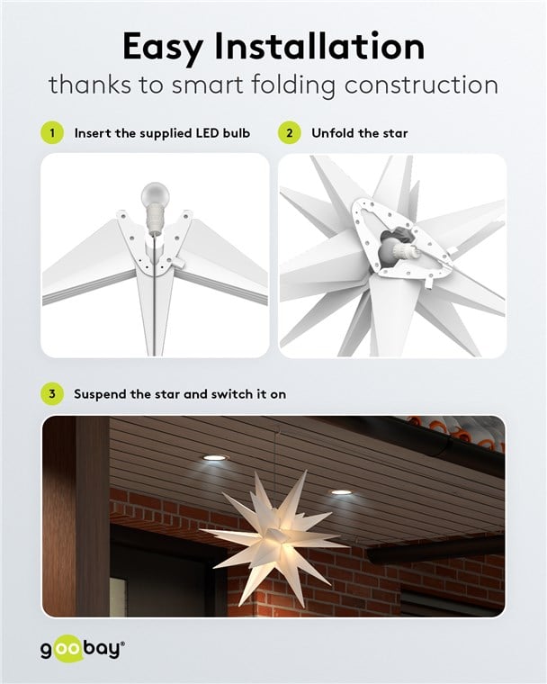 Stella di Natale LED 3D ø 56 cm Funzionamento a Batteria - Goobay I-LED-XMAS-STAR1