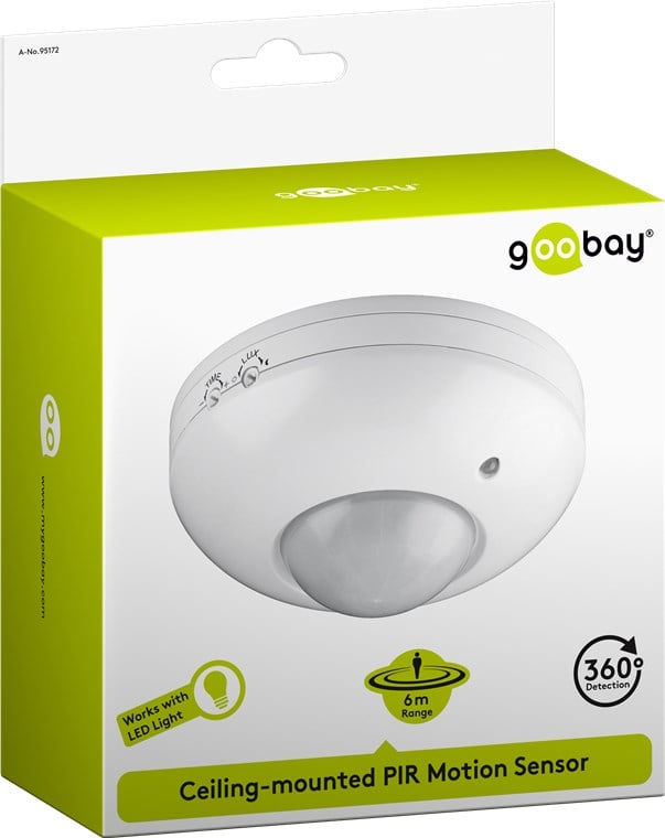 Sensore di Movimento a Infrarossi con Relè da Soffitto - Goobay I-LIGHT-SNR1