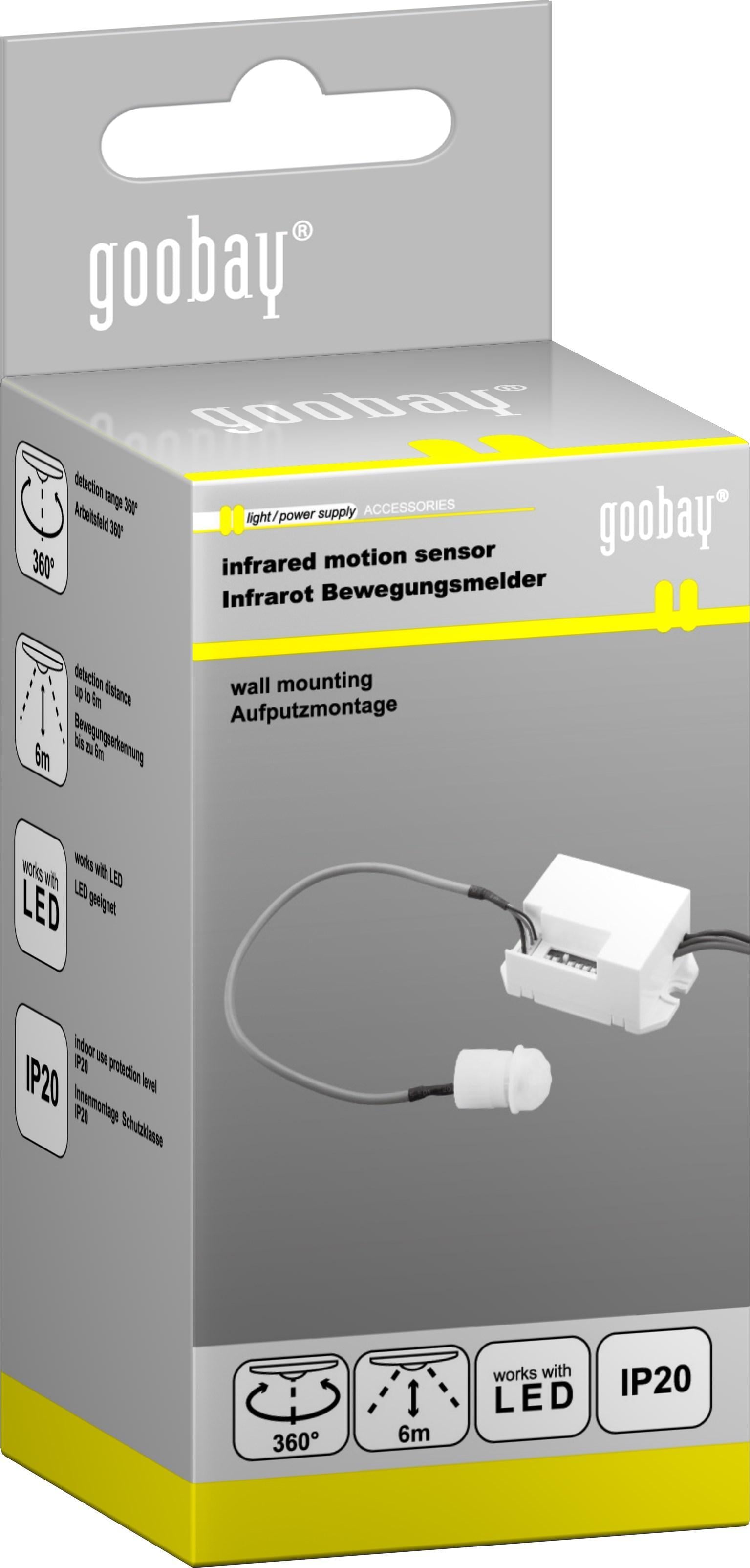 Sensore di Movimento LED Mini Infrarossi da Incasso - Goobay I-LIGHT-SNR10