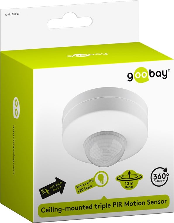 Sensore di Movimento ad Infrarossi con Sensore PIR LED Uso Interno - Goobay I-LIGHT-SNR6