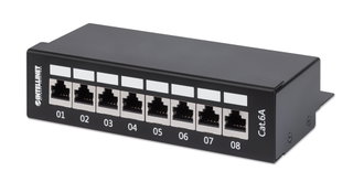 Patch Panel 8 Ports Cat6A Shielded Desktop Black - Intellinet I-PP 08-E-C6ABI