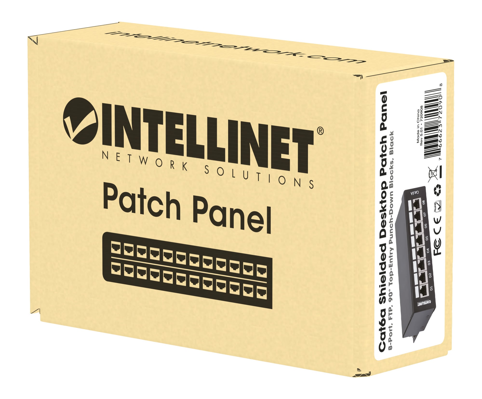 Pannello Patch 8 Posti Cat6A Schermato da Scrivania Nero - Intellinet I-PP 08-E-C6ABI