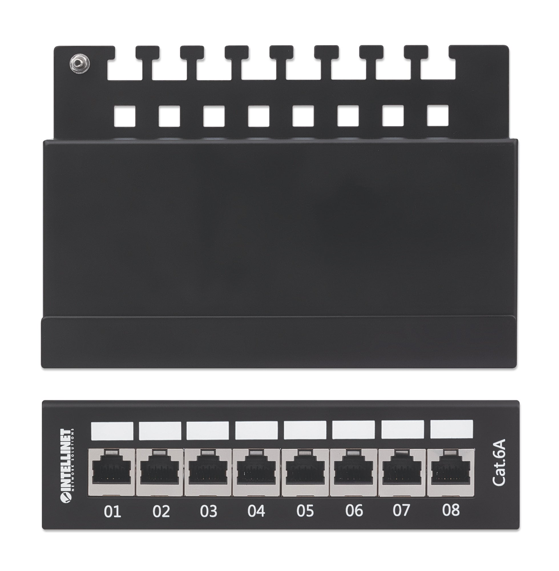 Pannello Patch 8 Posti Cat6A Schermato da Scrivania Nero - Intellinet I-PP 08-E-C6ABI