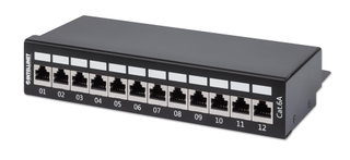 Pannello Patch 12 Posti Cat6a Schermato da Scrivania Nero - Intellinet I-PP 12-C6ABI