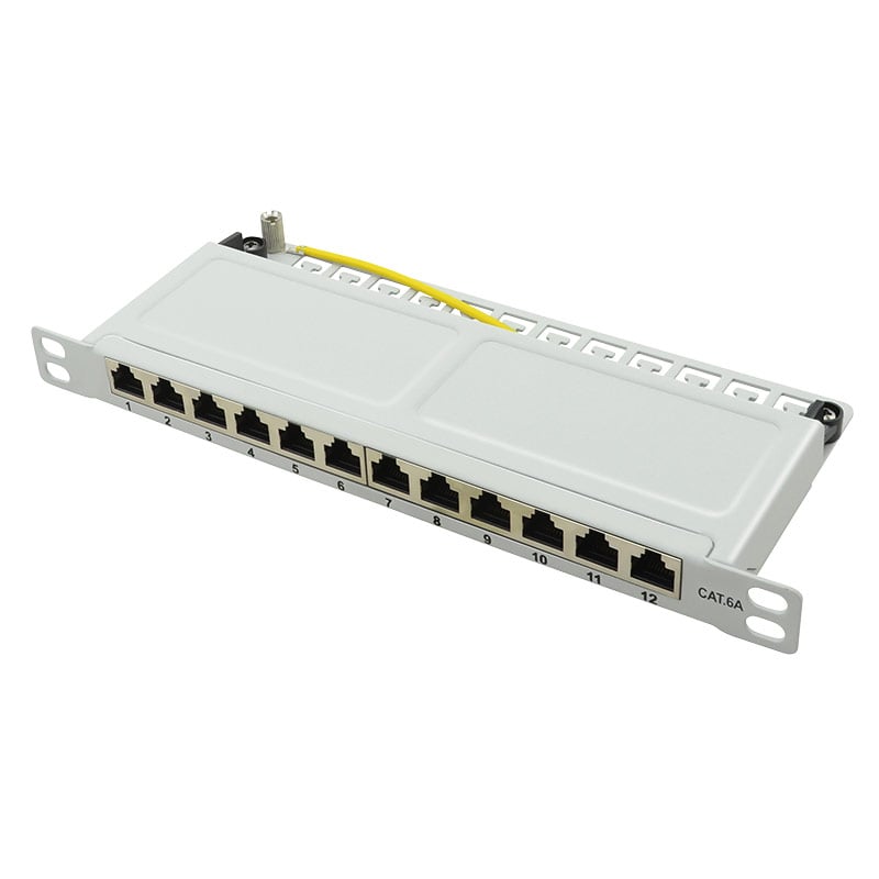 Pannello Patch 10'', Cat6A, schermato, 0,5 U, 12 Porte, Grigio - Logilink I-PP 12-R6A-10GH