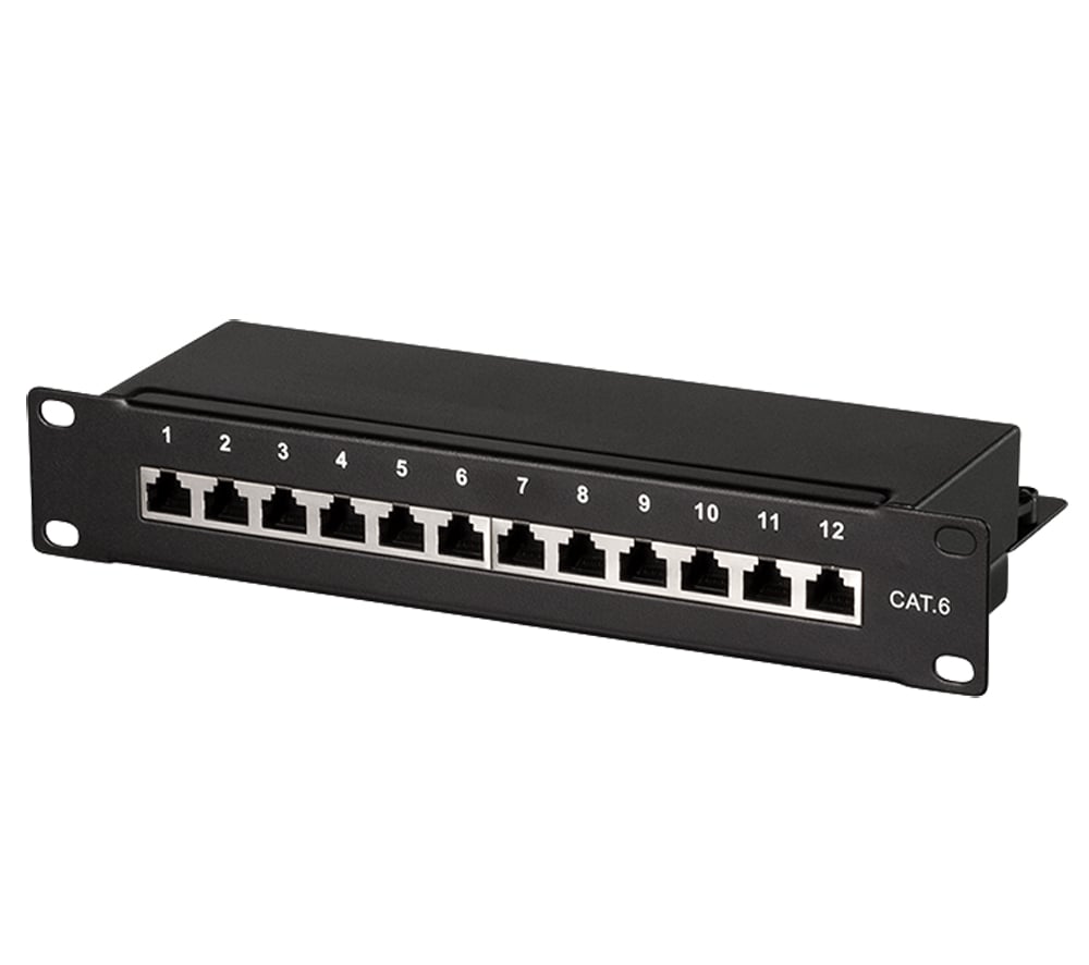Pannello Patch 10'' STP 12 Posti RJ45 Cat6 Nero - Logilink I-PP 12-R6S-10
