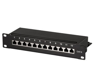 Pannello Patch 10" STP 12 Posti RJ45 Cat6 Nero - Logilink I-PP 12-R6S-10