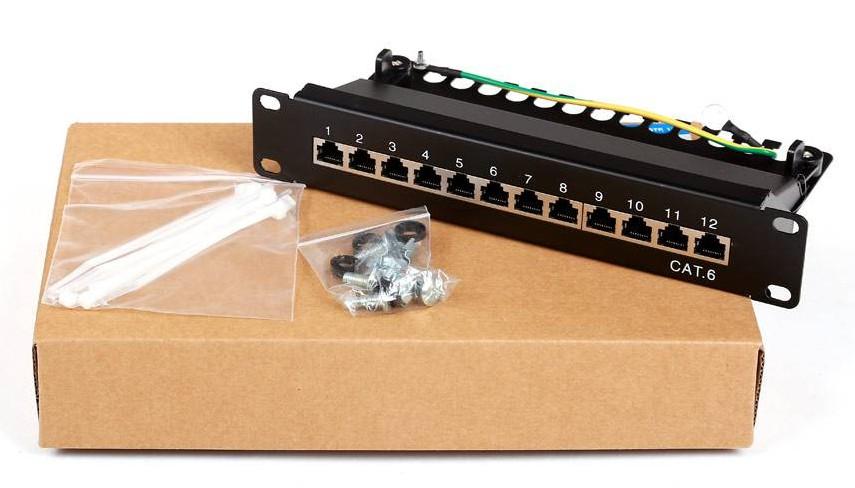 Pannello Patch 10'' STP 12 Posti RJ45 Cat6 Nero - Logilink I-PP 12-R6S-10