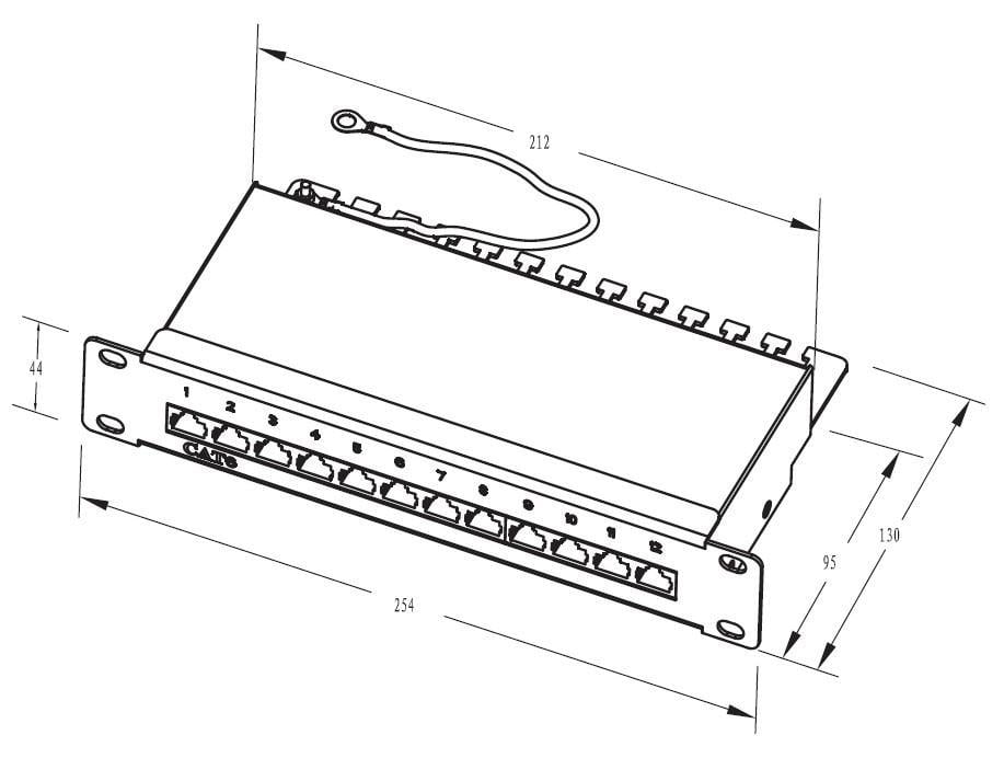 Pannello Patch 10'' STP 12 Posti RJ45 Cat6 Nero - Logilink I-PP 12-R6S-10
