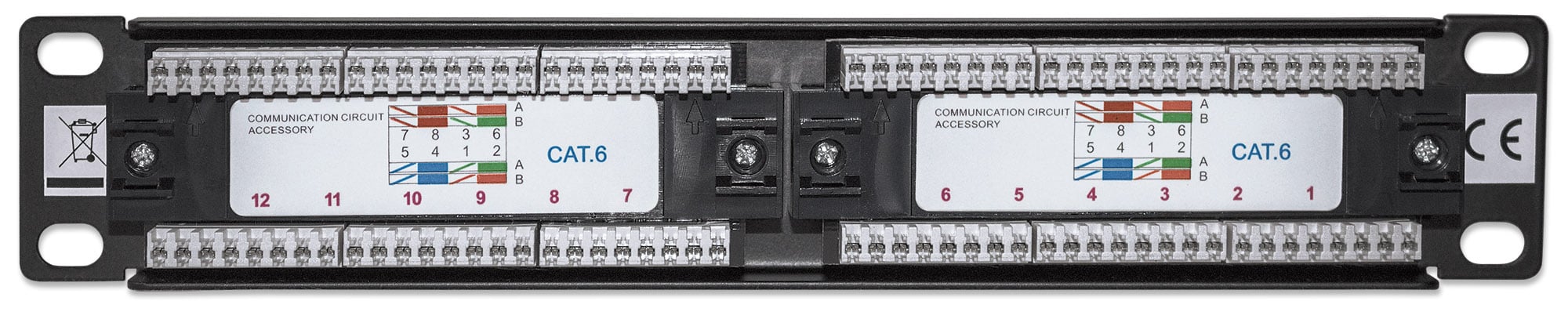 Pannello Patch per Rack 10'' 12 Porte UTP Cat6 1HE - Intellinet I-PP 12-R6U-10