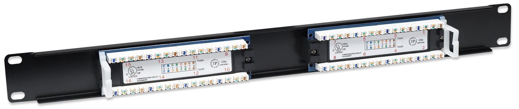 Pannello Patch UTP 16 posti RJ45 Cat5E - Intellinet I-PP 16-RU-C5E