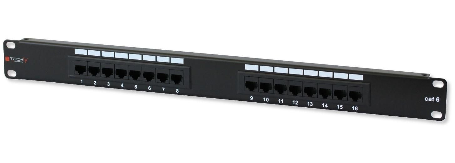 Pannello Patch UTP 16 Posti RJ45 Cat6 Techly - Techly Professional I-PP 16-RU-C6T