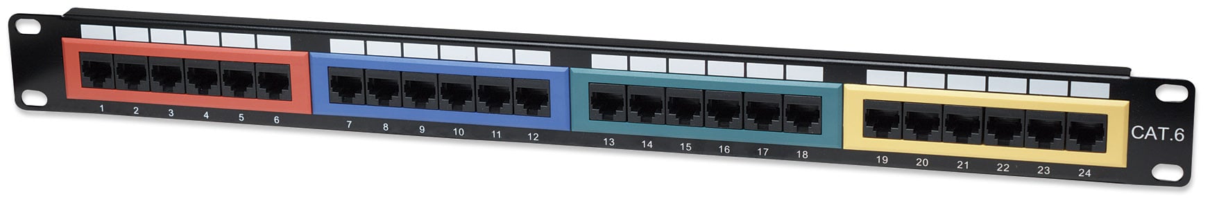Pannello Patch UTP 24 porte Cat6 Codifica Colorata - Intellinet I-PP 24-C6-CL