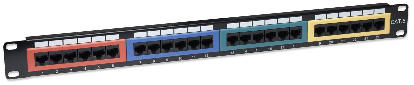 Pannello Patch UTP 24 porte Cat6 Codifica Colorata - Intellinet I-PP 24-C6-CL