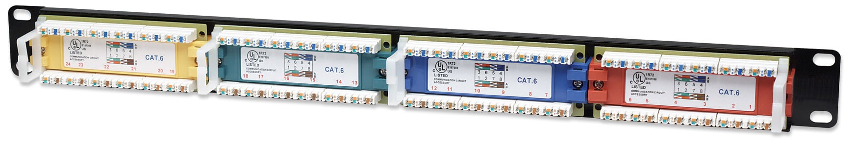Pannello Patch UTP 24 porte Cat6 Codifica Colorata - Intellinet I-PP 24-C6-CL