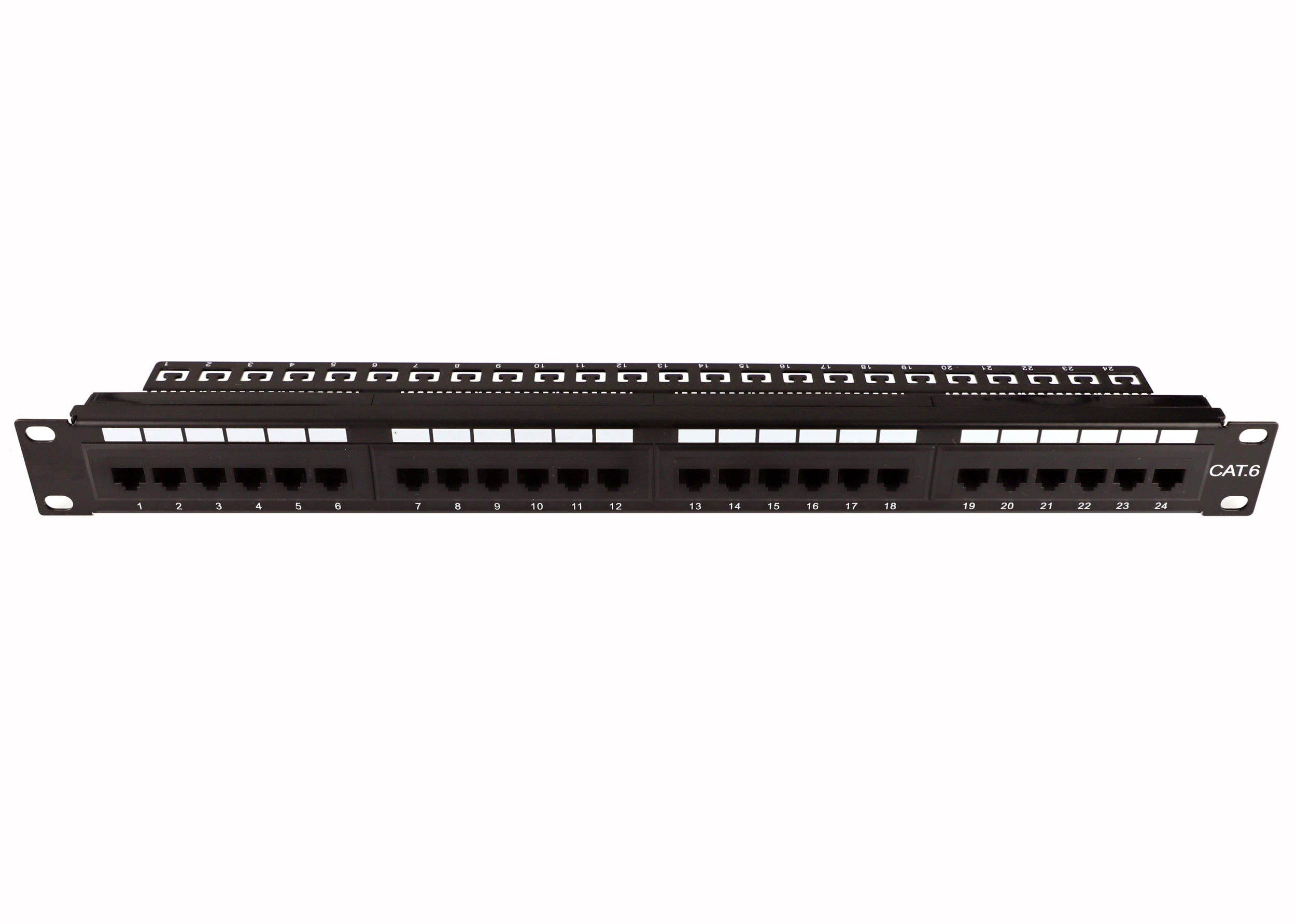 Pannello Patch UTP 24 Posti Cat6 1U con barra gestione cavi removibile Nero - Techly Professional I-PP 24-C6T-BEN