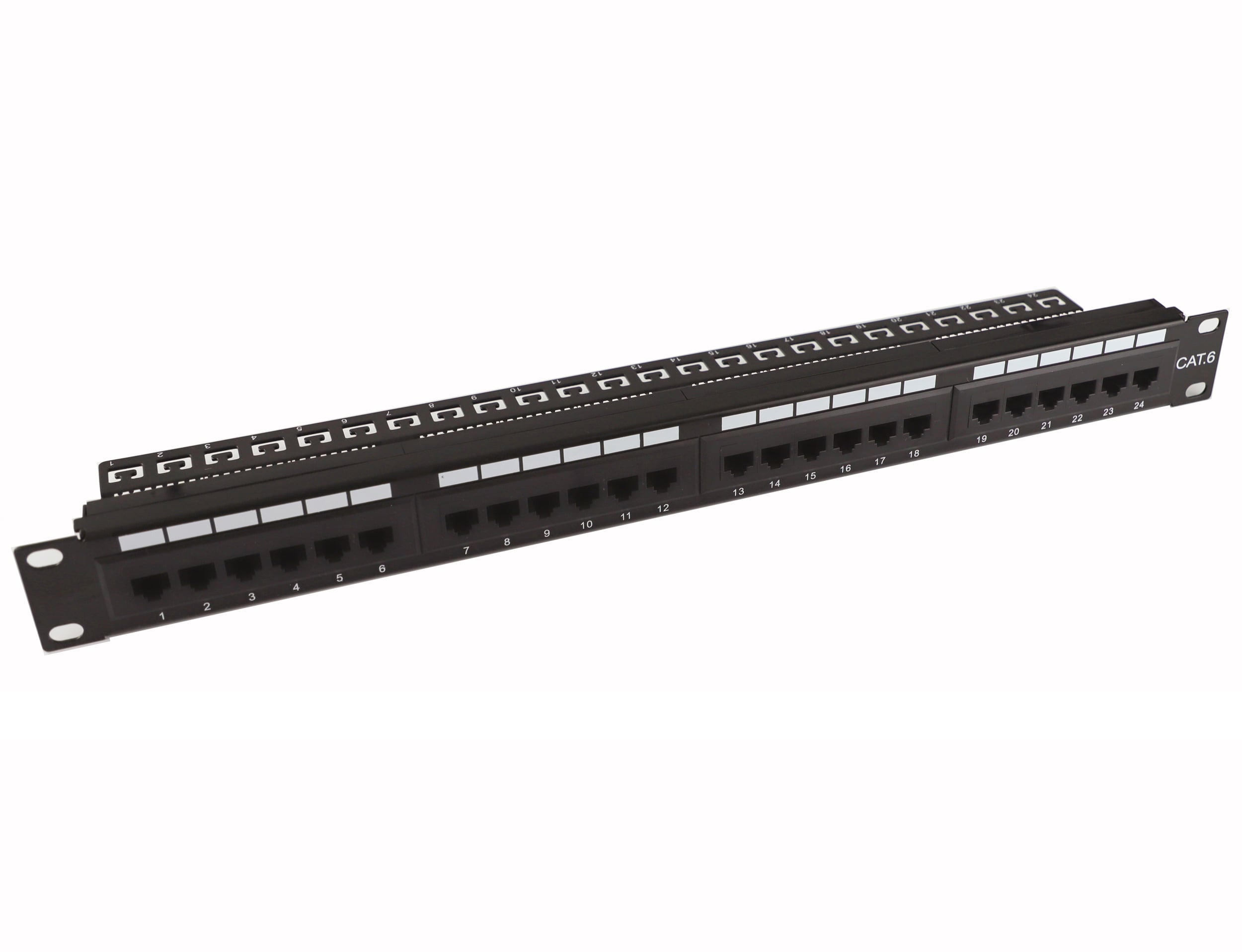 Pannello Patch UTP 24 Posti Cat6 1U con barra gestione cavi removibile Nero - Techly Professional I-PP 24-C6T-BEN