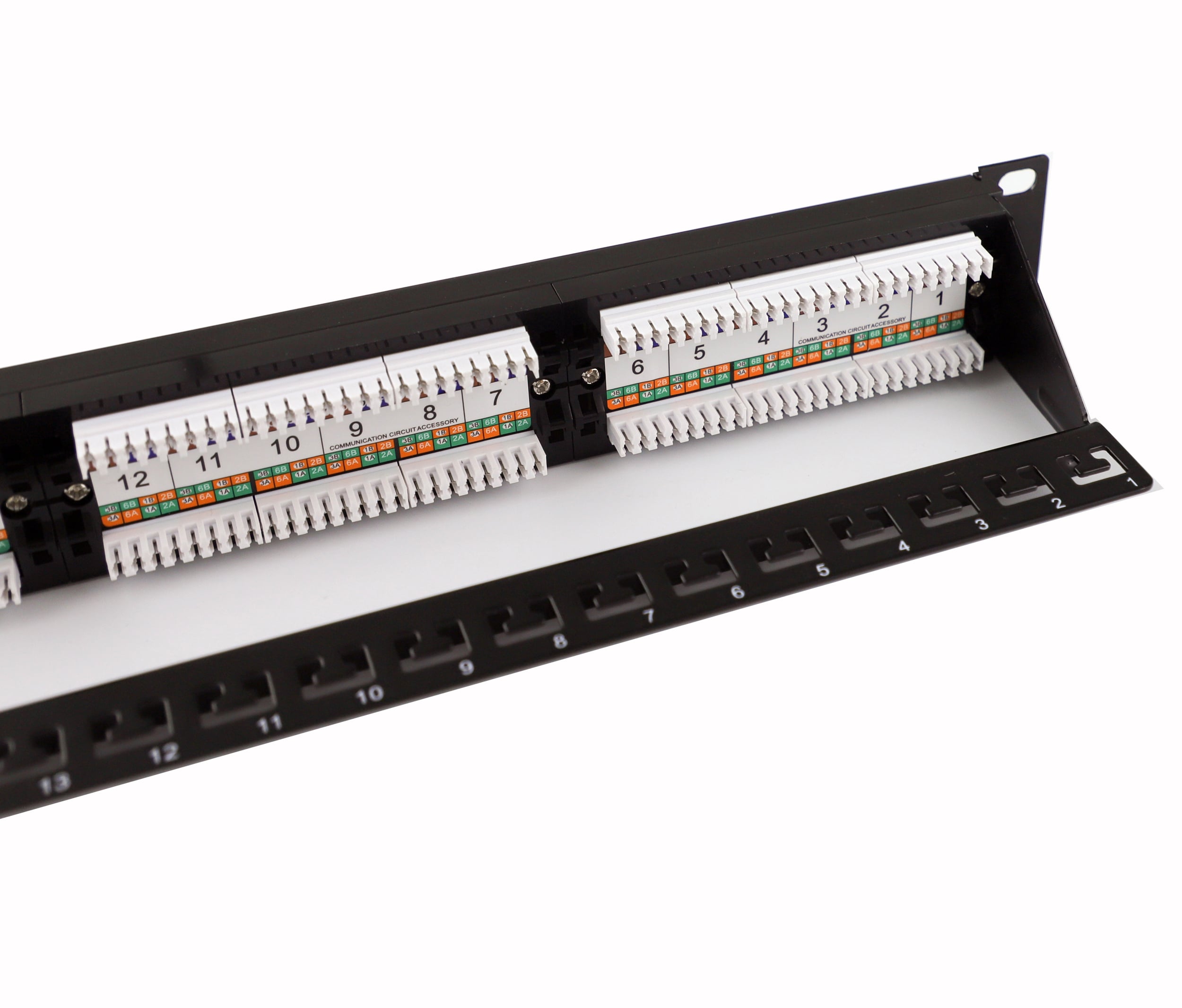 Pannello Patch UTP 24 Posti Cat6 1U con barra gestione cavi removibile Nero - Techly Professional I-PP 24-C6T-BEN