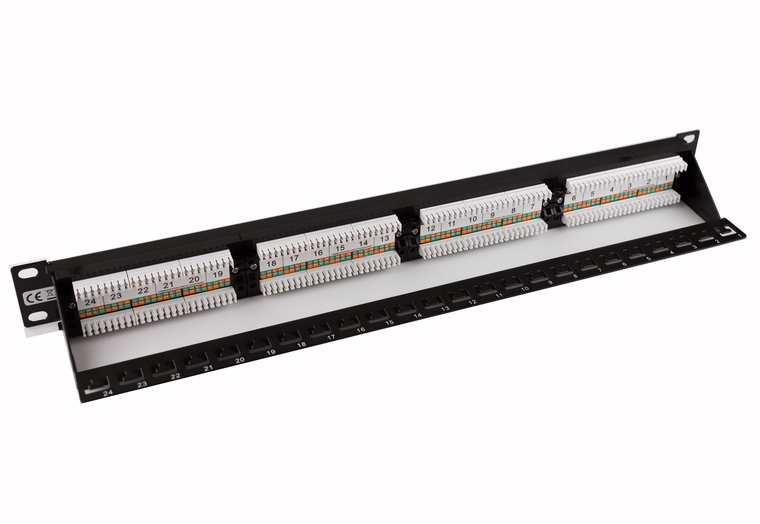 Pannello Patch UTP 24 Posti Cat6 1U con barra gestione cavi removibile Nero - Techly Professional I-PP 24-C6T-BEN