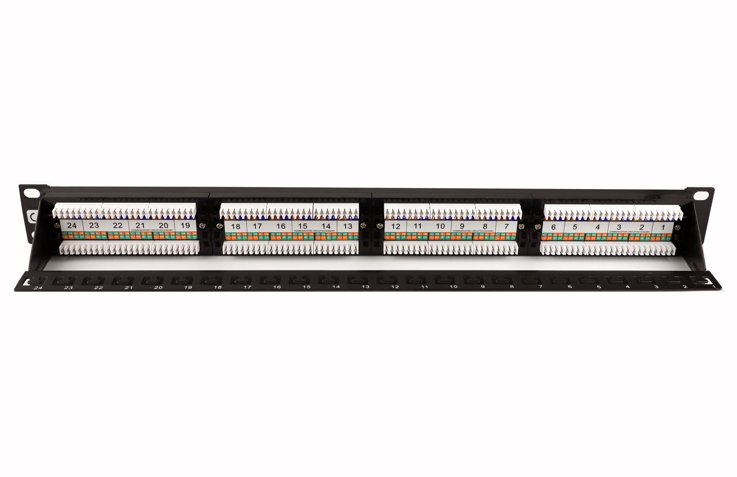 Pannello Patch UTP 24 Posti Cat6 1U con barra gestione cavi removibile Nero - Techly Professional I-PP 24-C6T-BEN