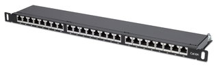 Pannello Patch 24 Posti 19" 0.5U Cat6a Schermato Nero - Intellinet I-PP 24-RS-C6ABH