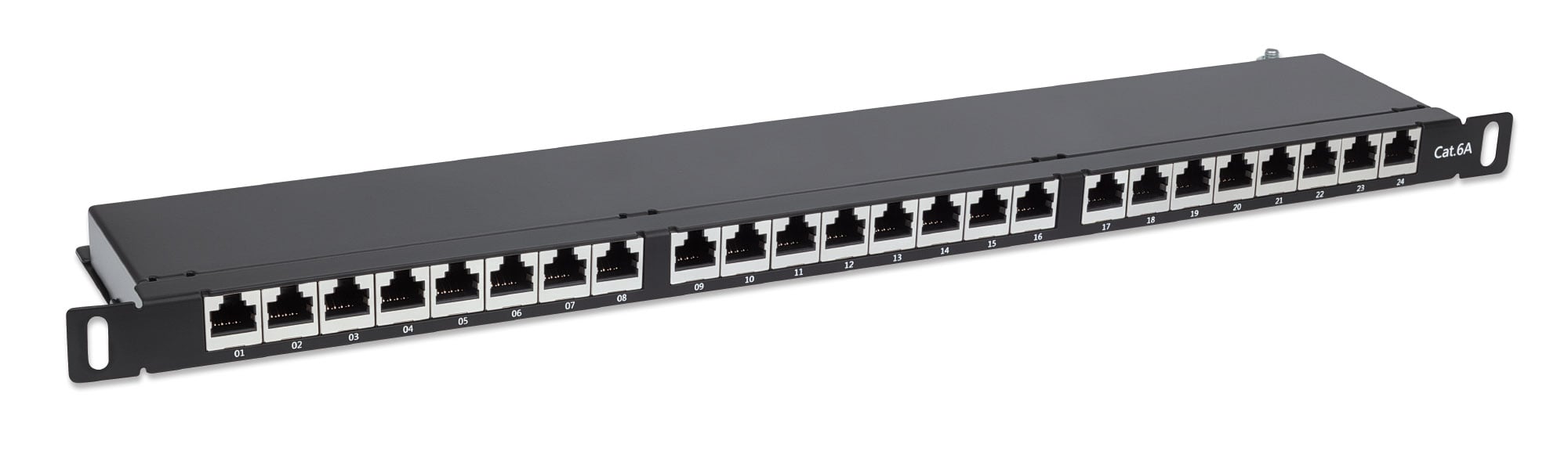 Pannello Patch 24 Posti 19'' 0.5U Cat6a Schermato Nero - Intellinet I-PP 24-RS-C6ABH