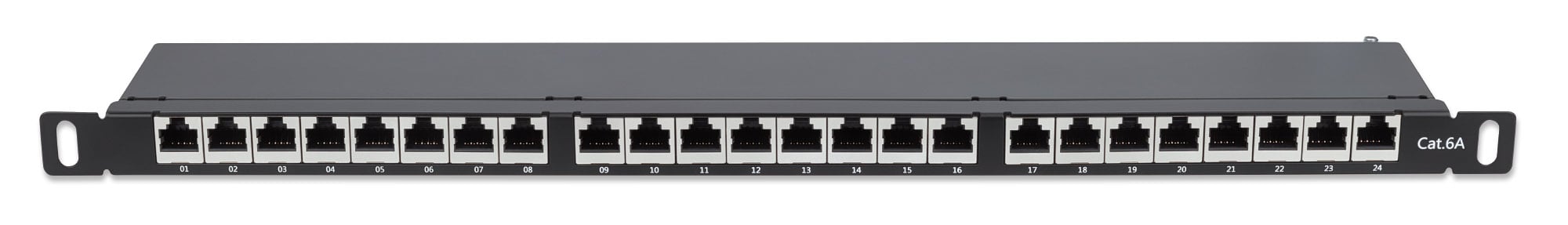 Pannello Patch 24 Posti 19'' 0.5U Cat6a Schermato Nero - Intellinet I-PP 24-RS-C6ABH
