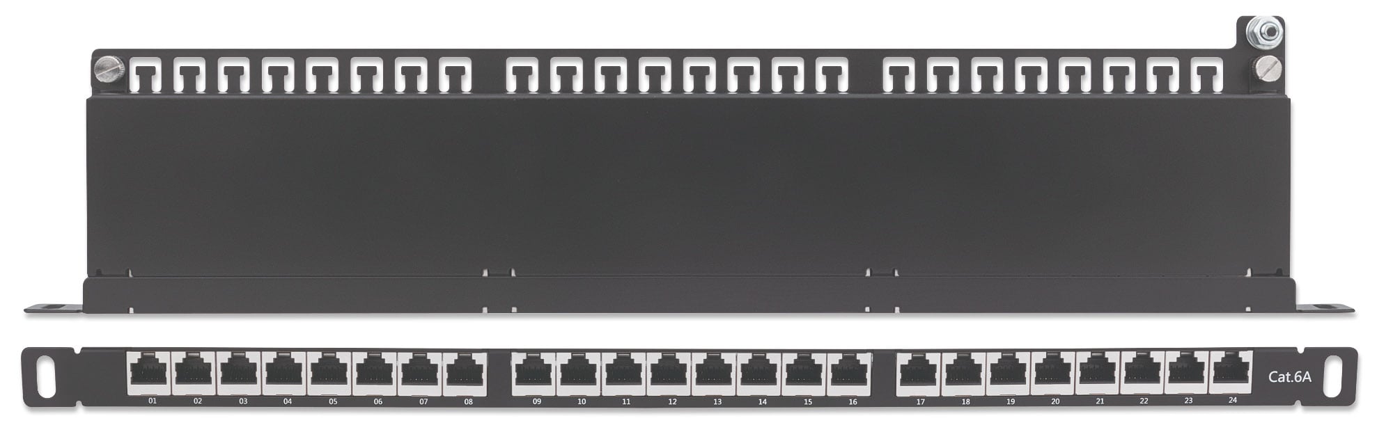 Pannello Patch 24 Posti 19'' 0.5U Cat6a Schermato Nero - Intellinet I-PP 24-RS-C6ABH