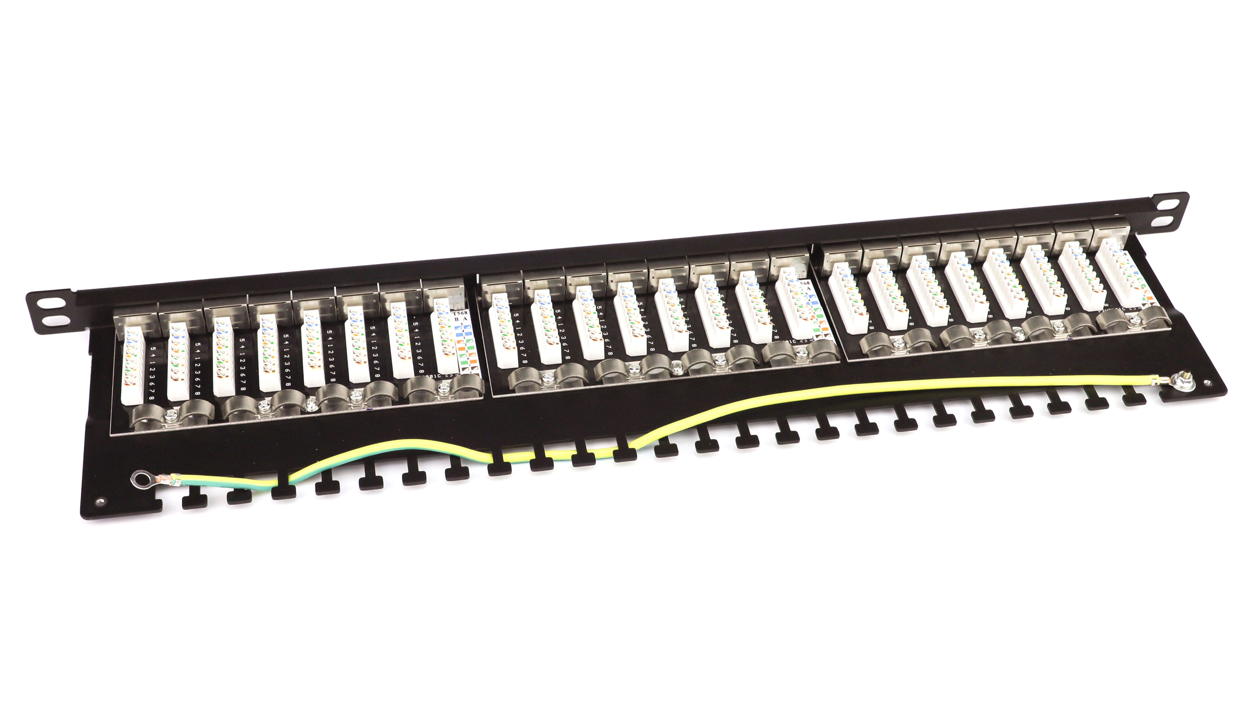 Pannello Patch STP 24 Posti RJ45 19'' 0.5U Cat6A Nero - Techly Professional I-PP 24-RS-C6ABHT