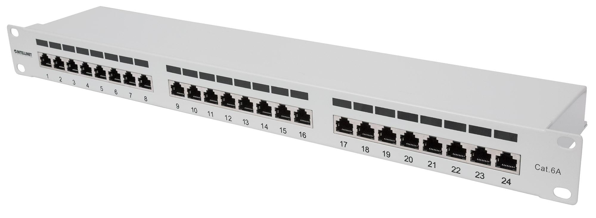 Pannello Patch FTP 24 porte 19'' Cat6a Grigio - Intellinet I-PP 24-RS-C6AGI