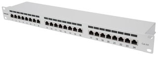 Pannello Patch FTP 24 porte 19" Cat6a Grigio - Intellinet I-PP 24-RS-C6AGI