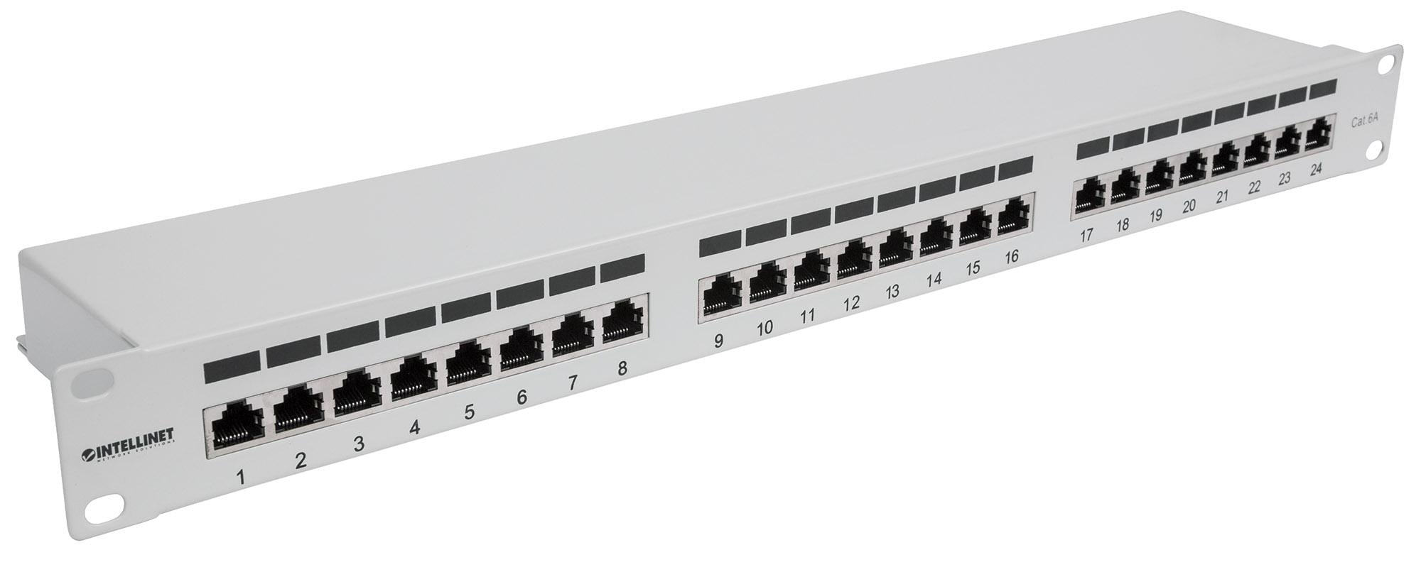 Pannello Patch FTP 24 porte 19'' Cat6a Grigio - Intellinet I-PP 24-RS-C6AGI