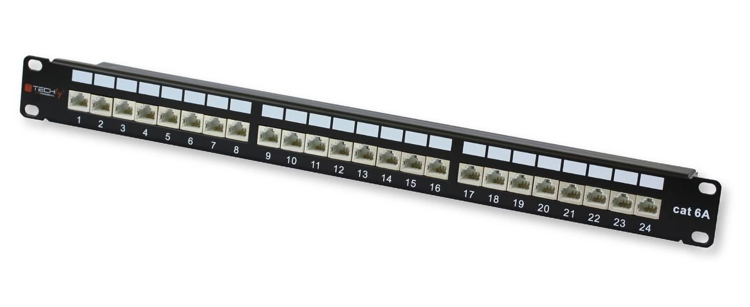 Pannello Patch STP 24 Posti RJ45 Cat6A Techly - Techly Professional I-PP 24-RS-C6AT