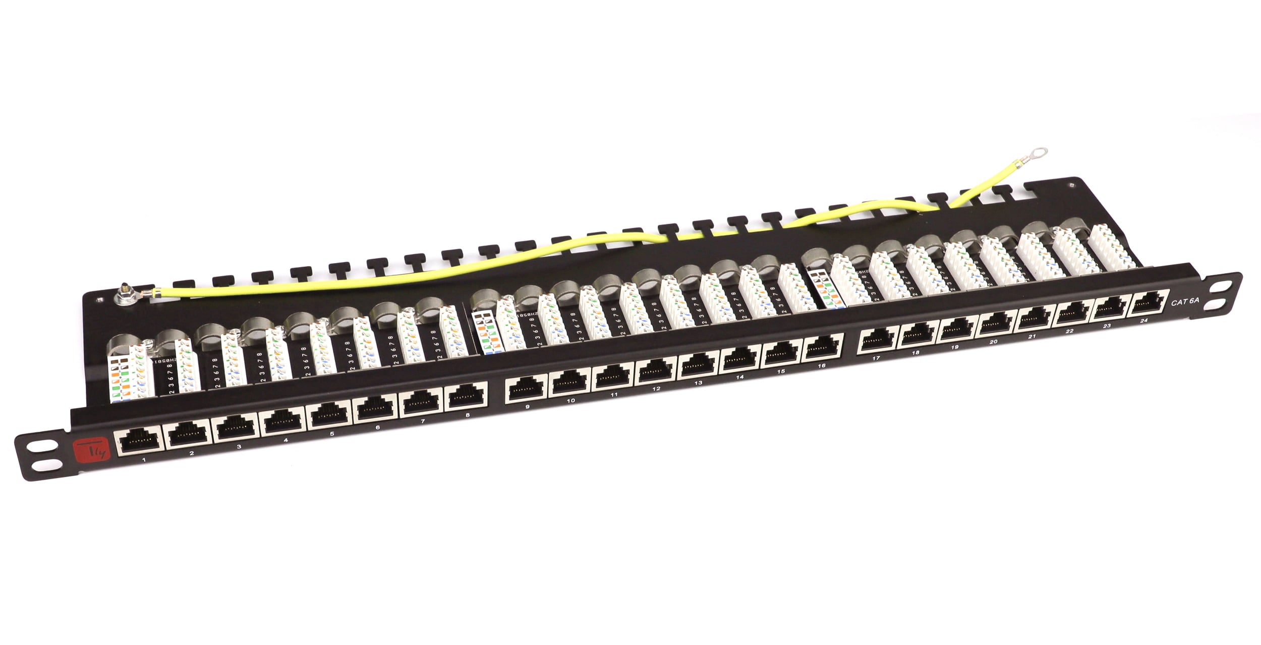 Pannello Patch STP 24 Posti RJ45 19'' 0.5U Cat6 Nero - Techly Professional I-PP 24-RS-C6BHT
