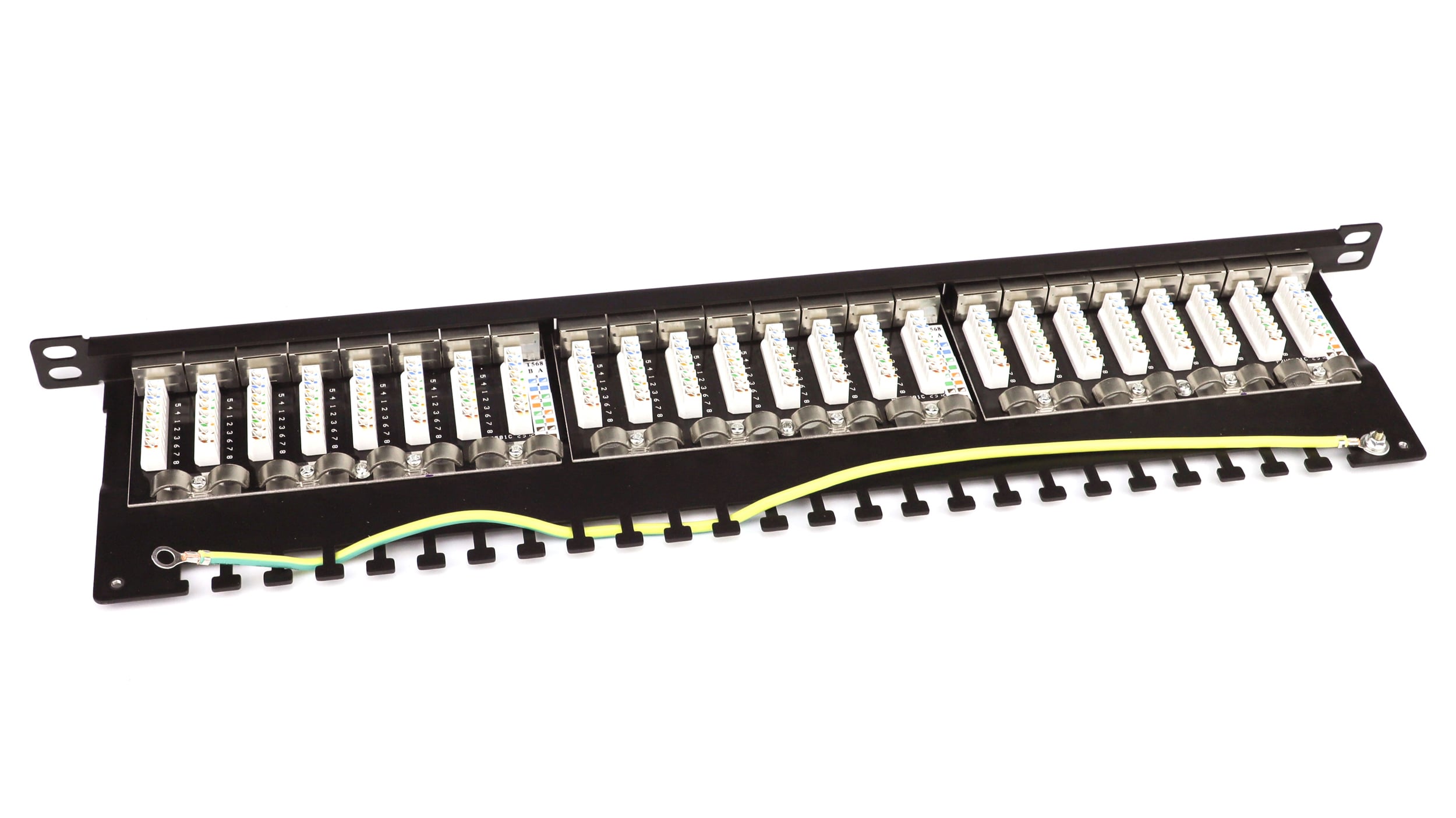 Pannello Patch STP 24 Posti RJ45 19'' 0.5U Cat6 Nero - Techly Professional I-PP 24-RS-C6BHT