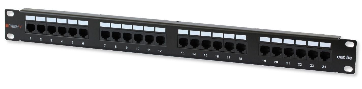 Pannello Patch UTP 24 Posti RJ45 Cat5E Techly - Techly Professional I-PP 24-RU-C5ET