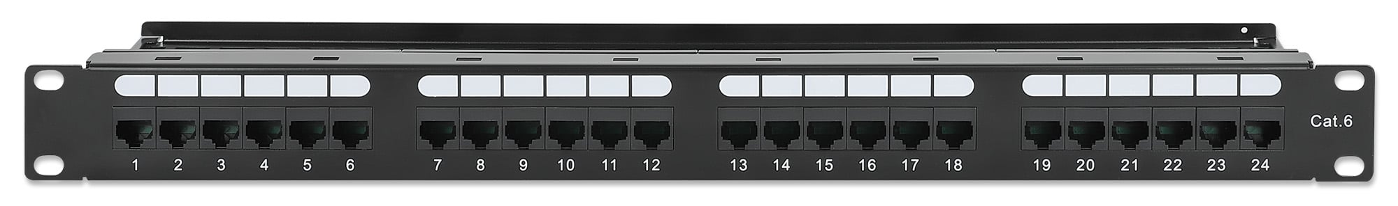 Pannello Patch UTP 24 Posti RJ45 Cat6 con Barra Gestione Cavi - Intellinet I-PP 24-RU-C63MU