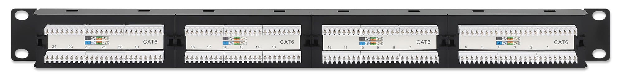 Pannello Patch UTP 24 Posti RJ45 Cat6 con Barra Gestione Cavi - Intellinet I-PP 24-RU-C63MU