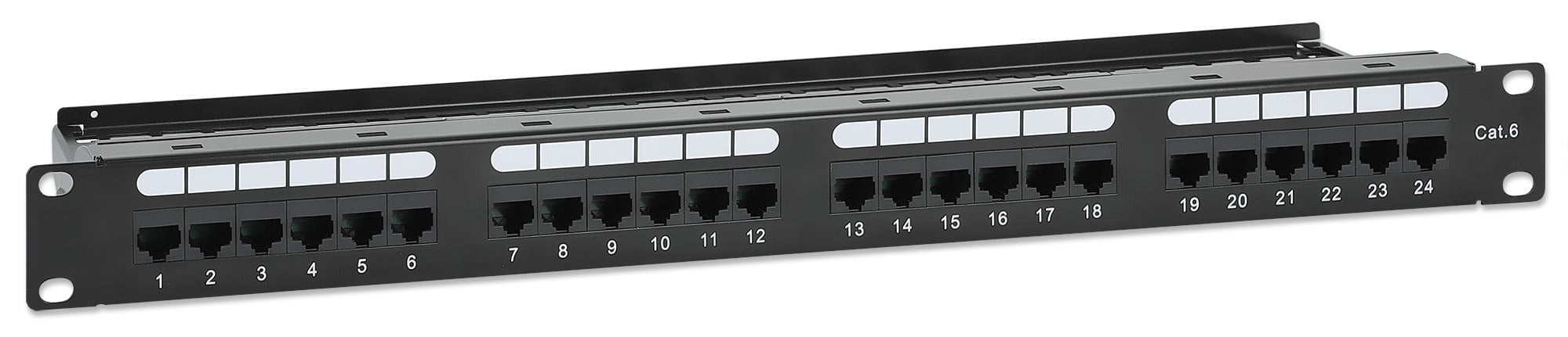 Pannello Patch UTP 24 Posti RJ45 Cat6 con Barra Gestione Cavi - Intellinet I-PP 24-RU-C63MU