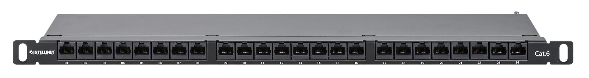 Pannello Patch UTP 24 Posti RJ45 0,5 U Cat6 Nero - Intellinet I-PP 24-RU-C6BH3