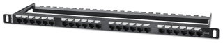 UTP patch panel 24 ports RJ45 Cat6 0.5U black - Intellinet I-PP 24-RU-C6H